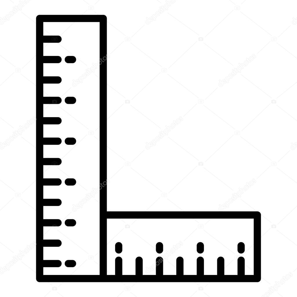 Angle ruler icon, outline style