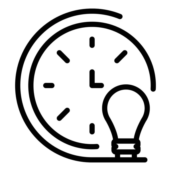 Ikona hodin a žárovky, styl osnovy — Stockový vektor