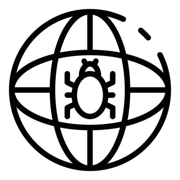 Global bug ikon, körvonalazott stílus — Stock Vector