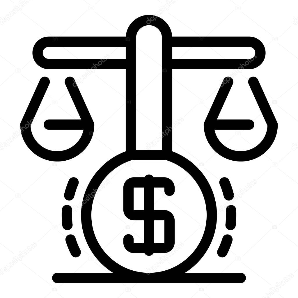 Scales and dollar icon, outline style