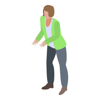 Kadının yardım simgesine ihtiyacı var, izometrik biçim