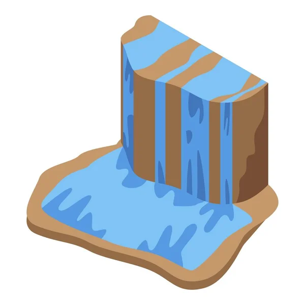 Icono de cascada de colina, estilo isométrico — Vector de stock