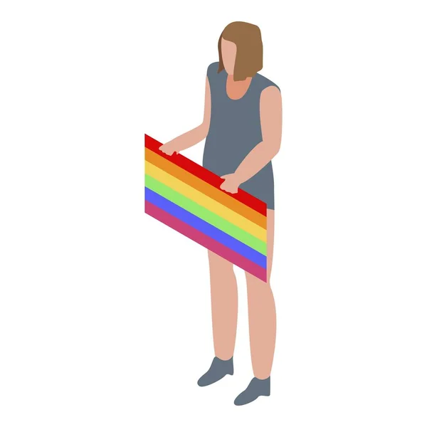 Icône drapeau femme Lgbt, style isométrique — Image vectorielle