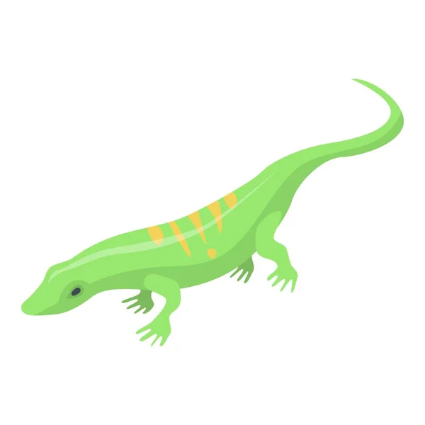 Icono de lagarto verde rayado, estilo isométrico — Archivo Imágenes Vectoriales