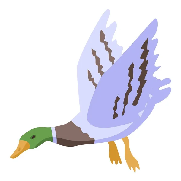 Flying wild duck icon, isometric style — Stock Vector