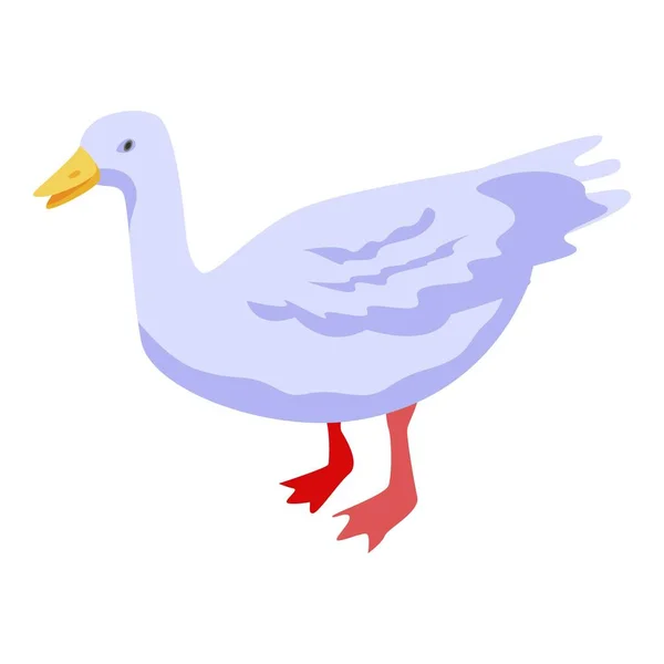 Ícone de pato branco fazenda, estilo isométrico — Vetor de Stock
