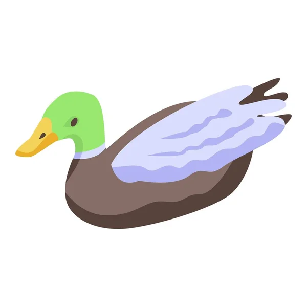 Ícone de pato selvagem bonito, estilo isométrico — Vetor de Stock