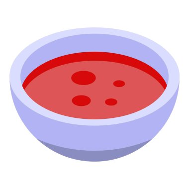 Tayland domates çorbası ikonu, izometrik stil.