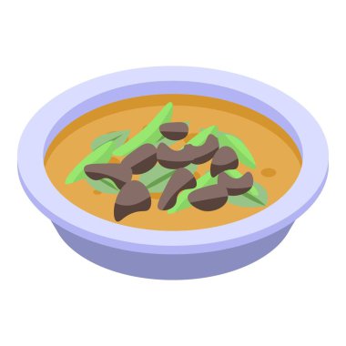 Tayland çorbası ikonu, izometrik stil.