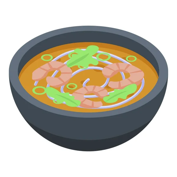 Shrimp thai soup icon, isometric style — 스톡 벡터