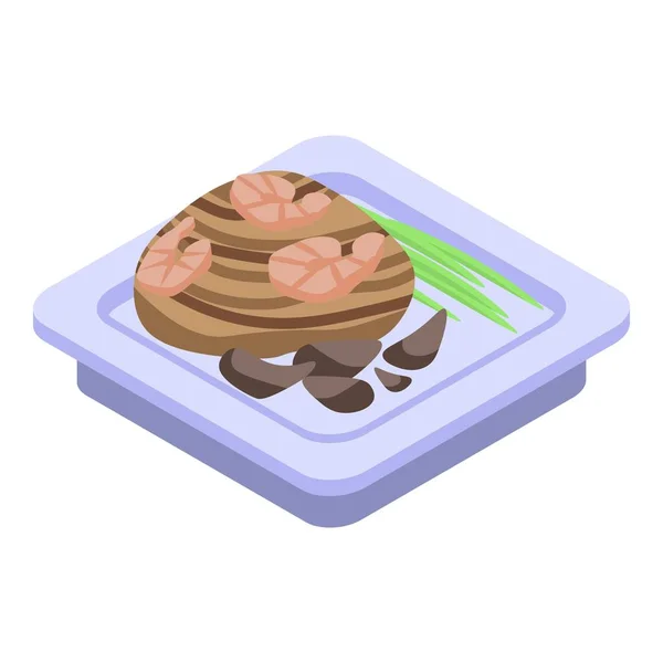 Cocina tailandesa platos icono, estilo isométrico — Vector de stock