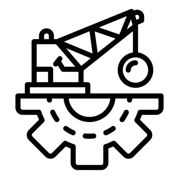 Demolition crane icon, outline style — Stock Vector