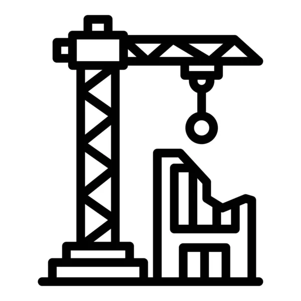 Icono de la grúa de construcción de demolición, estilo de contorno — Vector de stock