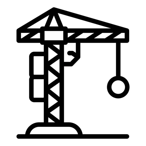 Demolizione costruzione gru icona, stile contorno — Vettoriale Stock