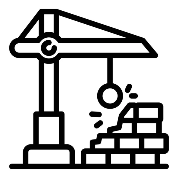 Destruction crane icon, outline style — Stock Vector