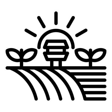 Çiftlik gündoğumu manzara simgesi, taslak biçimi