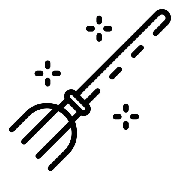 Garden fork icon, outline style — Stock Vector