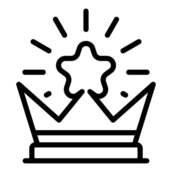 Crown with a star icon, outline style — Stock Vector