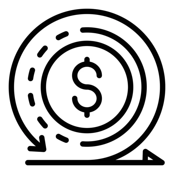 Dollaro e freccia circolare icona, stile contorno — Vettoriale Stock