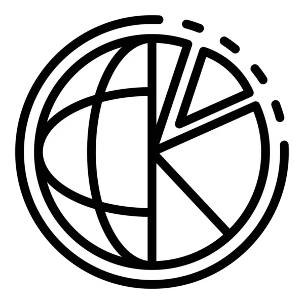 Globe and pie chart icône, style de contour — Image vectorielle