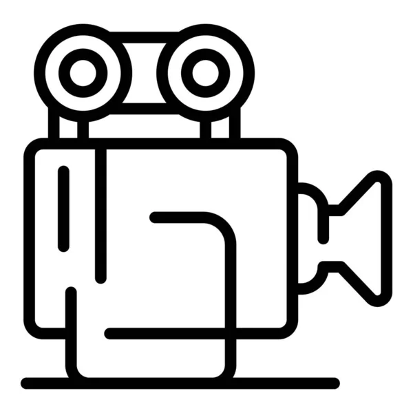 Retro ikona videokamery, styl osnovy — Stockový vektor