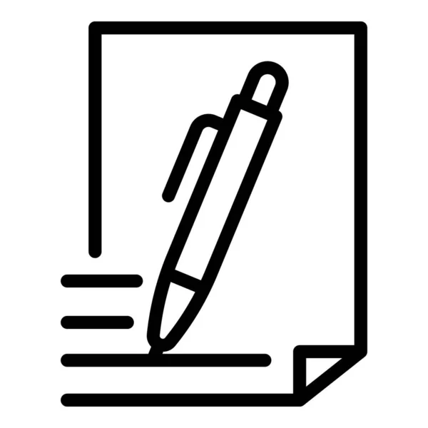 Pen and document icon, outline style — Stock Vector