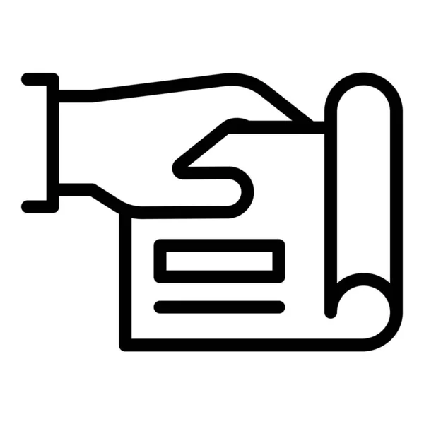 Ikona dokumentu w dłoni, styl konturu — Wektor stockowy