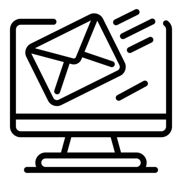 Иконка электронной почты на дисплее, стиль контура — стоковый вектор