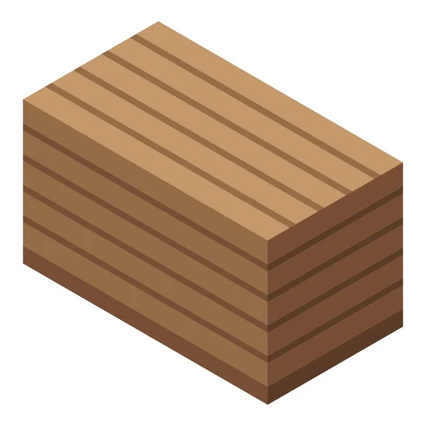 Drewniane pudełko ikona, izometryczny styl — Wektor stockowy