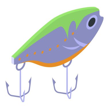 Plastik balık yemi simgesi, izometrik stil