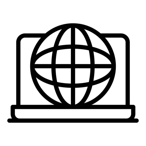 Globale Laptop-Web-Ikone, Umrissstil — Stockvektor