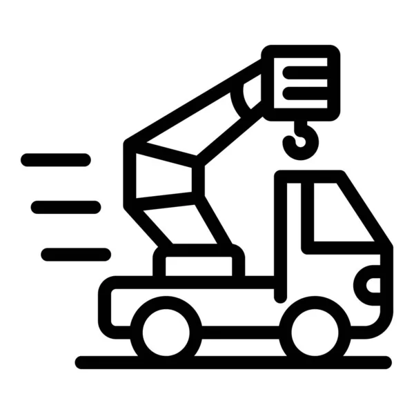 Icono de grúa de camión, estilo de esquema — Vector de stock