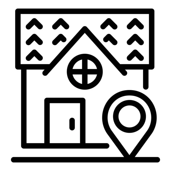 Ikona domu i geo tag, styl konturu — Wektor stockowy