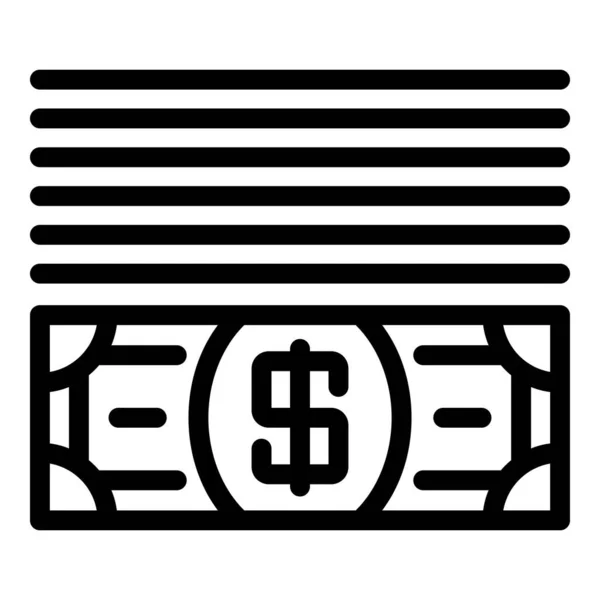 A dollar under lines icon, outline style — Stock Vector