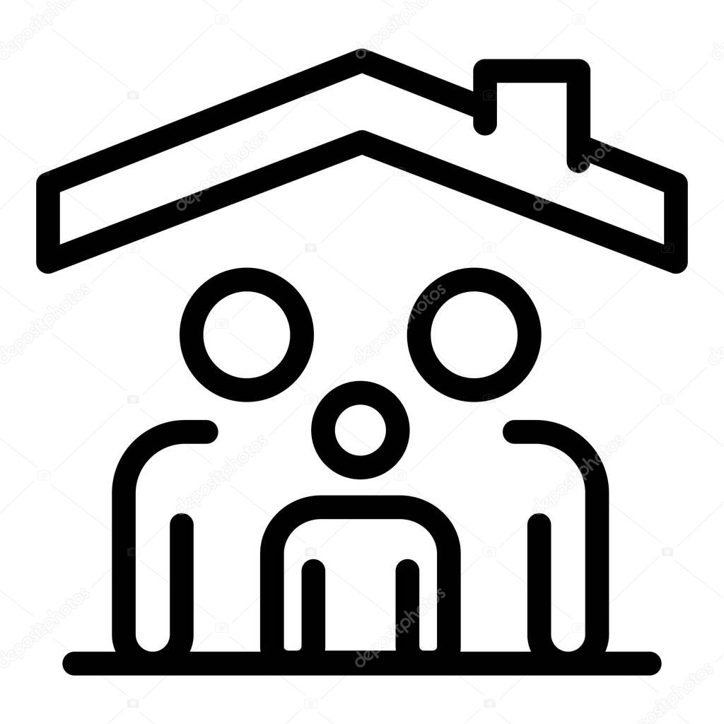 Family under the roof icon, outline style