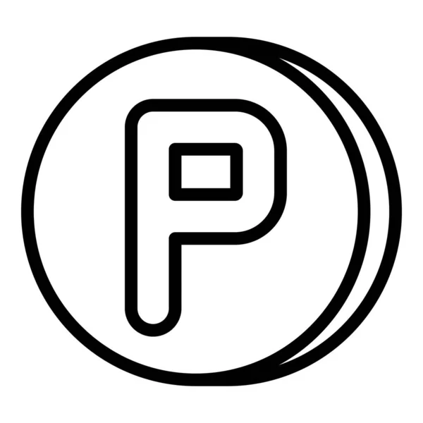 Érme betű P ikon, körvonalazott stílus — Stock Vector