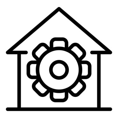 Bir ev simgesinde vites, taslak biçimi