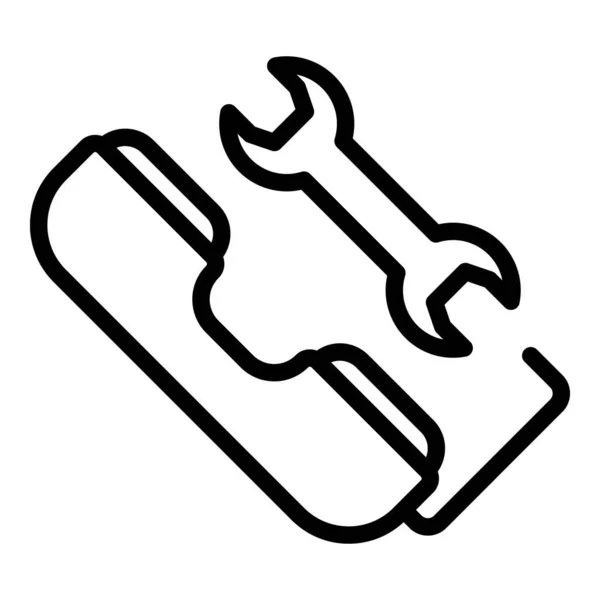 Handset och skiftnyckel ikon, kontur stil — Stock vektor