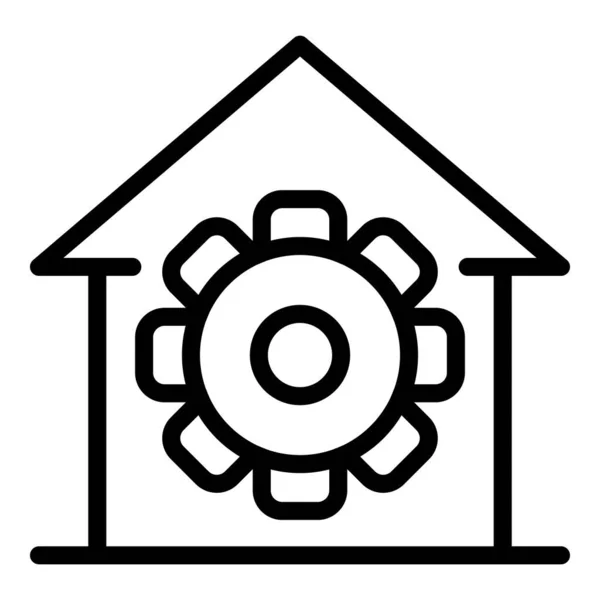 Rädchen im Getriebe eines Haussymbols, Umrissstil — Stockvektor
