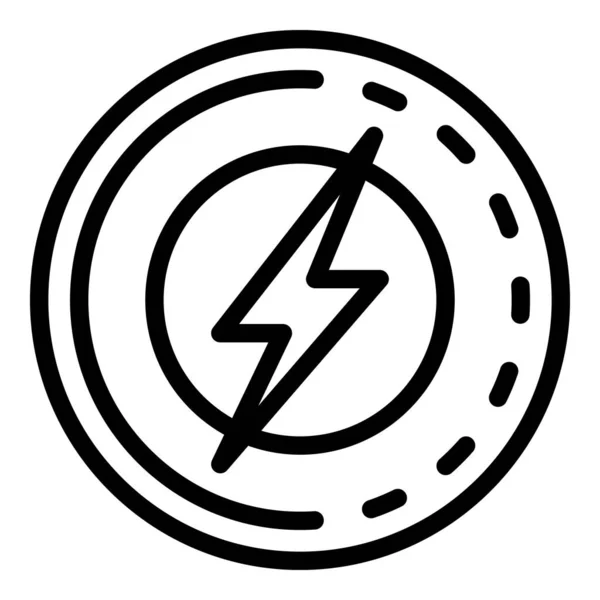 Lightning in a circle icon, outline style — Stock Vector