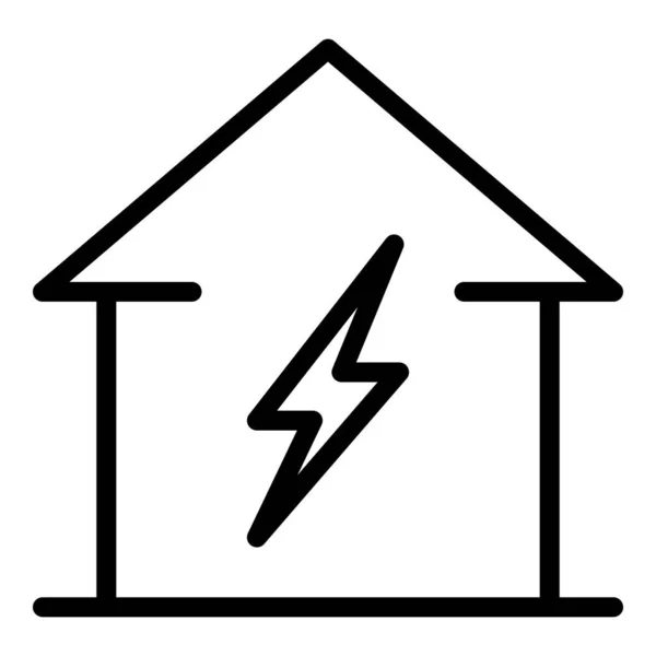 Foudre dans une icône de la maison, style contour — Image vectorielle