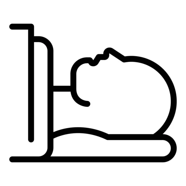 Άνθρωπος ξαπλωμένος σε εικονίδιο τομογραφία, περίγραμμα στυλ — Διανυσματικό Αρχείο