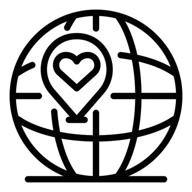 Dünya simgesinde kalp izi, özet biçimi