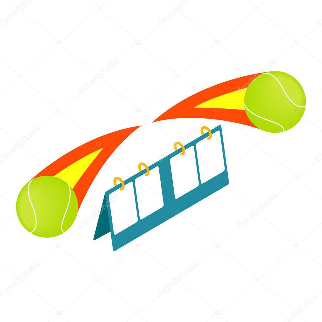 Tennis scoreboard icon, isometric style