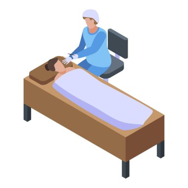 Yüz kaldırma enjeksiyon simgesi, izometrik biçim