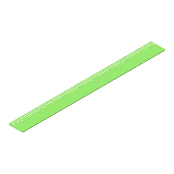 Long green ruler icon, isometric style — Stock Vector