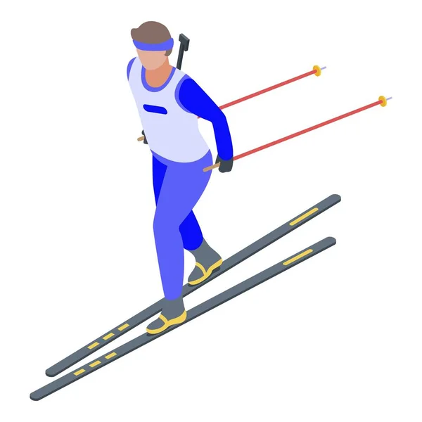 Икона лыжного биатлона, изометрический стиль — стоковый вектор