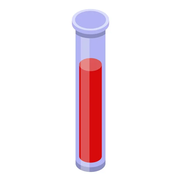 Red test tube icon, isometric style — Stock Vector