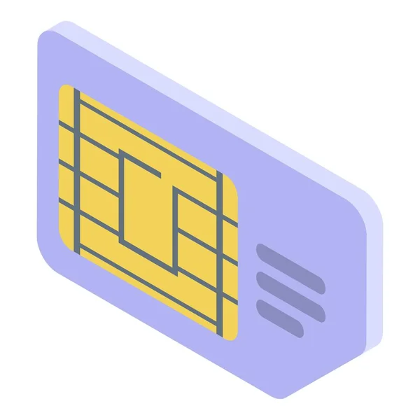 Sim telefonkártya ikon, izometrikus stílus — Stock Vector