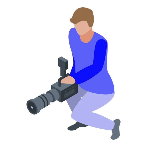 Icône de caméraman professionnel, style isométrique — Image vectorielle